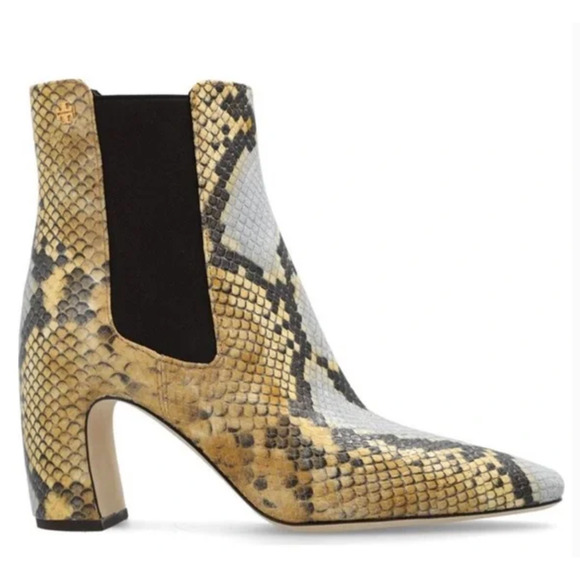 NEW TORY BURCH BANANA EMBOSSED SNAKESKIN LEATHER CHELSEA ANKLE BOOTIES BOOTS 6 - Picture 3 of 16